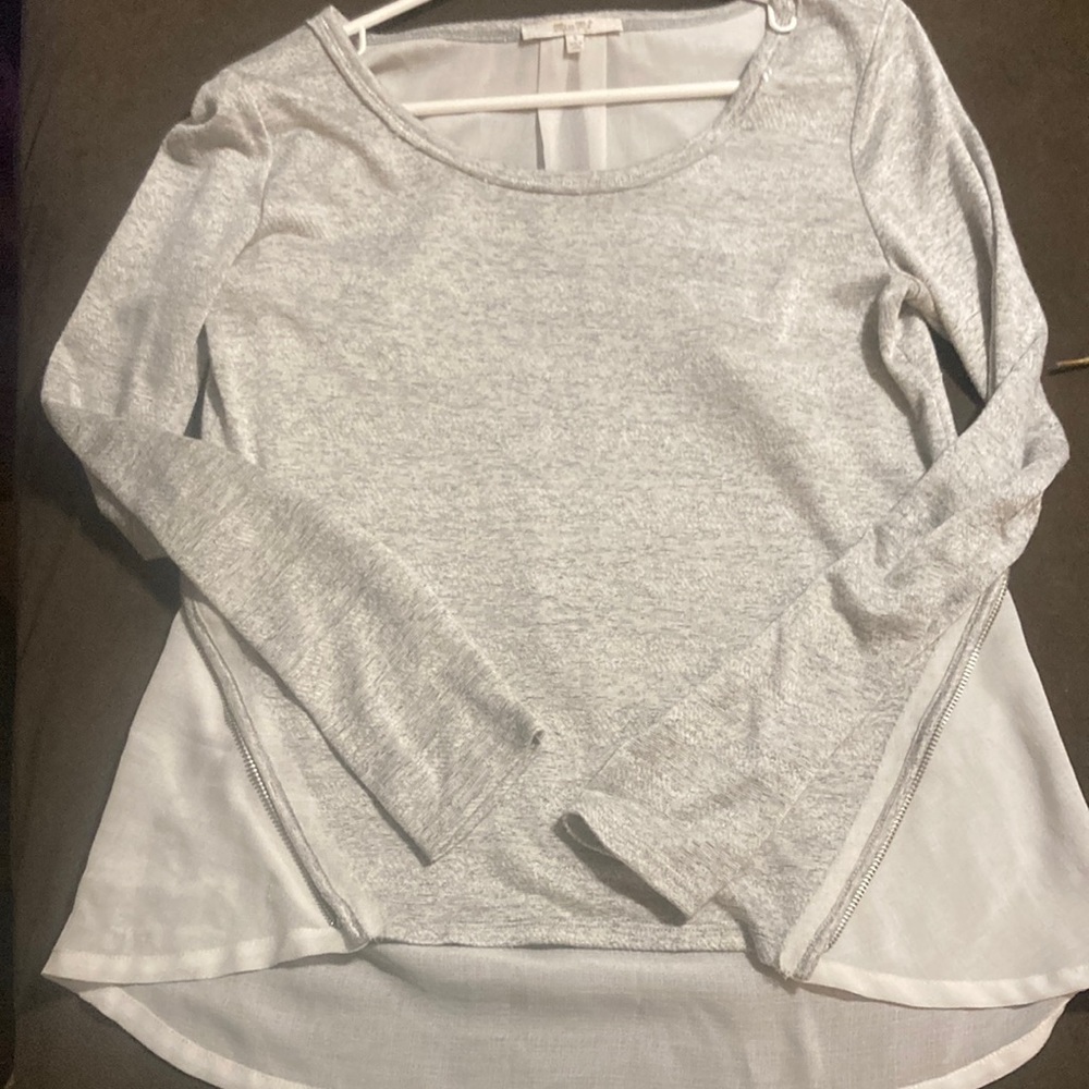 Miss Me long sleeve blouse silver and white